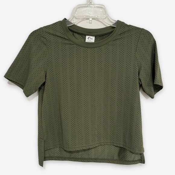 Zyia | Vertical Chill Tee Short Sleeve Spandex Olive Green Size  XS - Picture 5 of 9